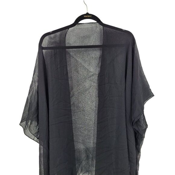 Womens Sheer Tasseled Kimono Black Boho Gothic Witchcore Baddie Festival Night O - Picture 6 of 10